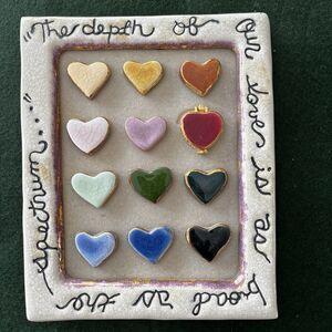 Vintage Blue Sky Clayworks Hearts Locket Picture Frame 10" X 8" Porcelain Enamel